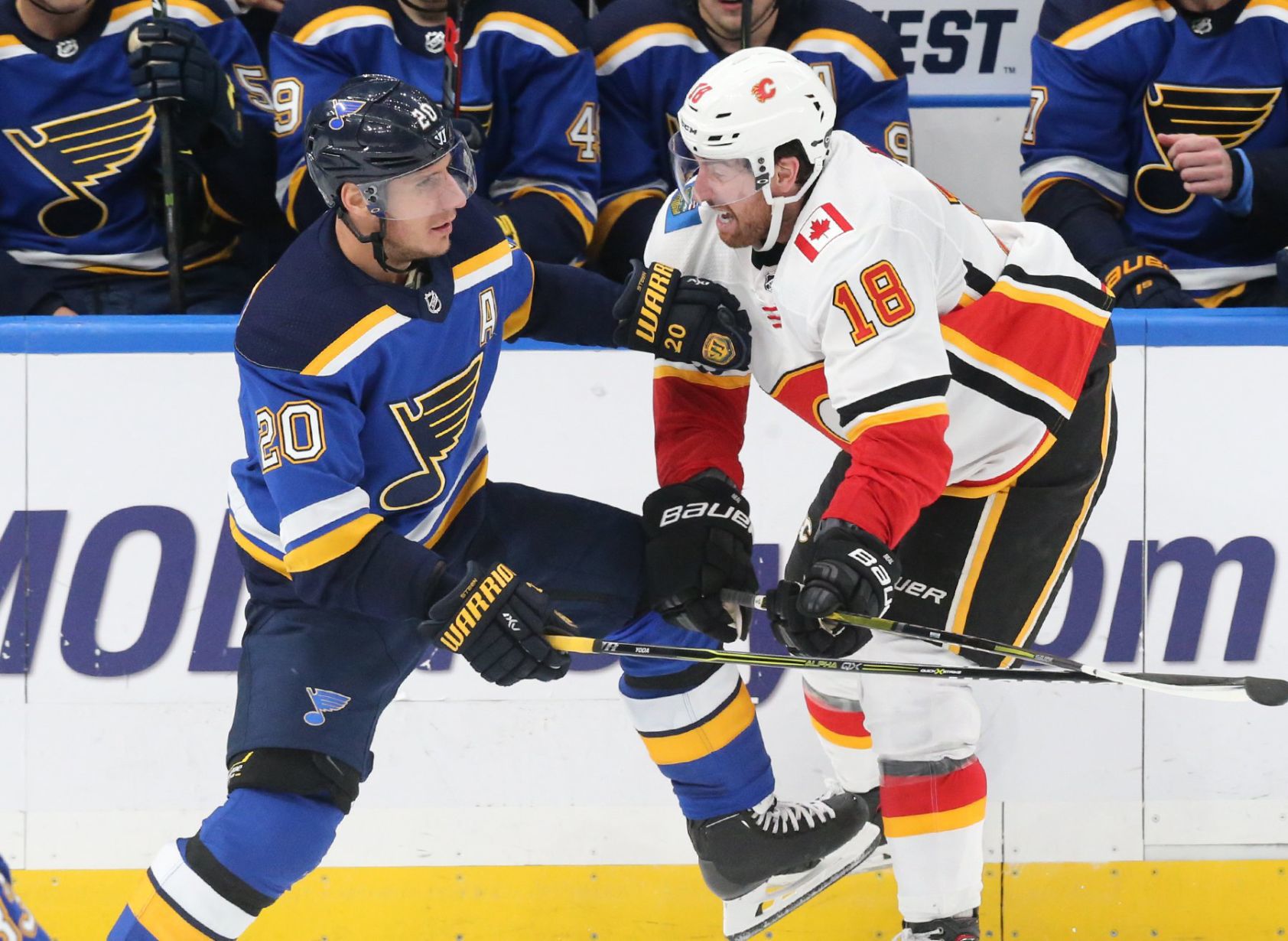 Blues take on Calgary at the Enterprise Center